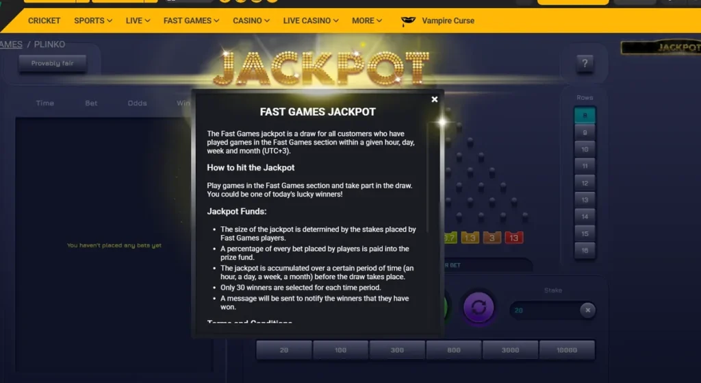 Fast Games Jackpot rules at Melbet: a percentage of every bet funds the prize pool and 30 winners are selected per time period